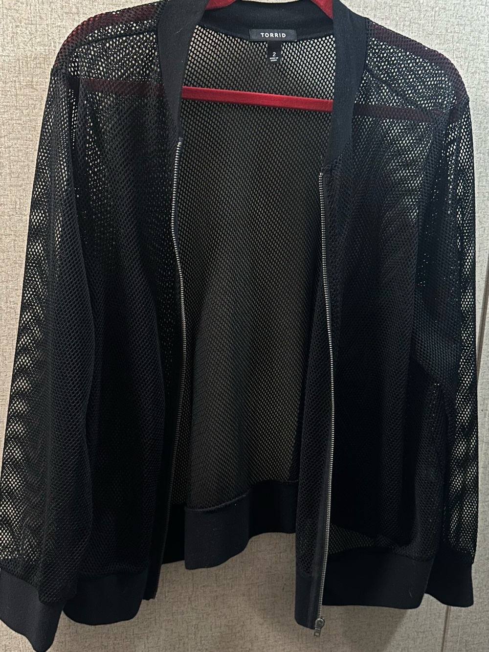 Torrid Black Mesh Zip-Front Bomber Jacket